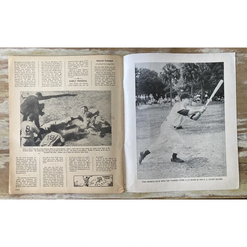 Vintage sports Baseball Magazine June 1946 Crash Davis Joe Dimaggio Tom Henrich